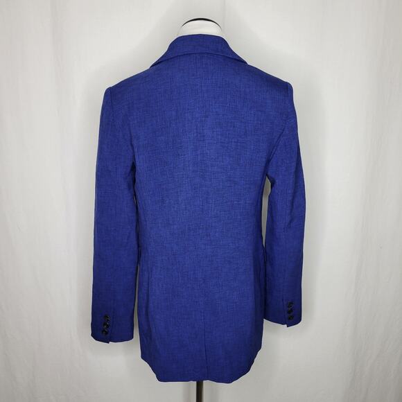 T Tahari Peak-Lapel Open-Front Blazer Jacket Symphony Blue Melange NWT Size 2 - Picture 10 of 12